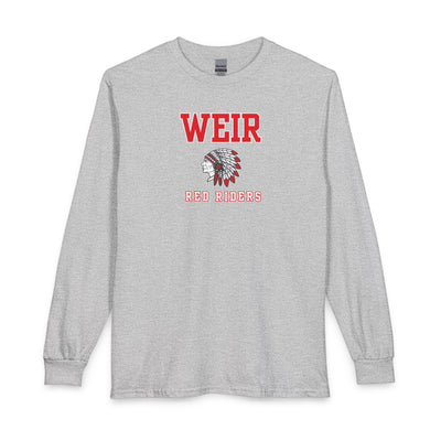Adult Unisex Weir Red Riders Classic Mascot Graphic Long Sleeve Gildan Tee