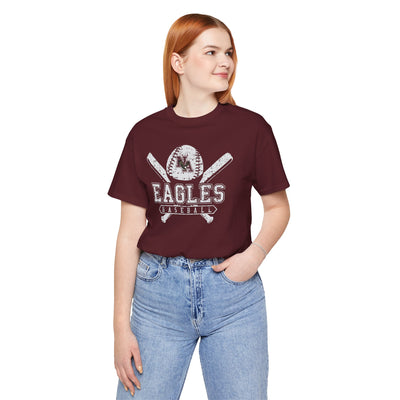 Adult Unisex Vintage Eagles Crossed Bats Graphic Short Sleeve Soft Tee