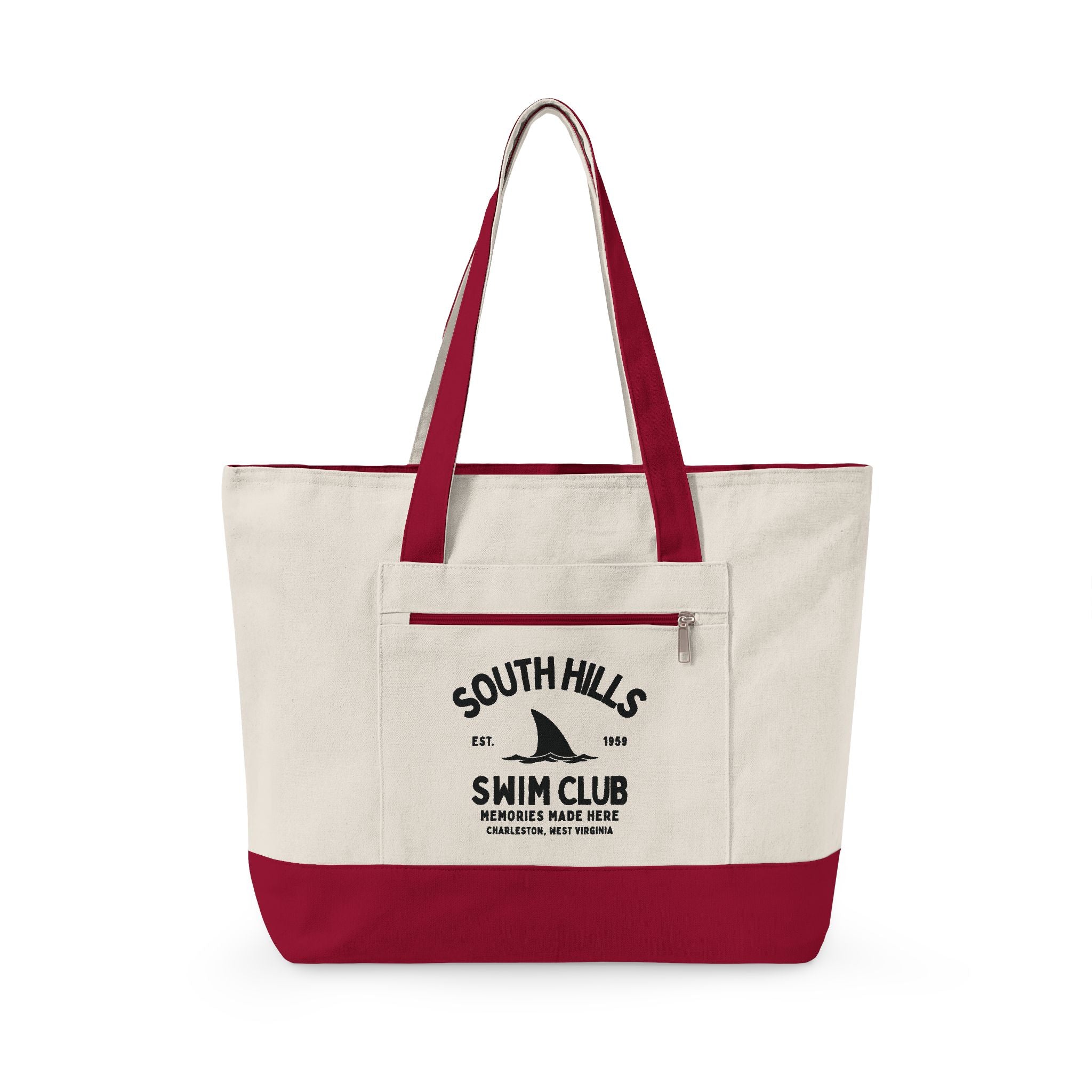South Hills Swim Club Heritage Graphic Large Zippered Canvas Tote