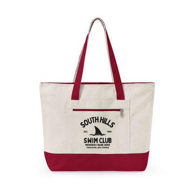 South Hills Swim Club Heritage Graphic Large Zippered Canvas Tote