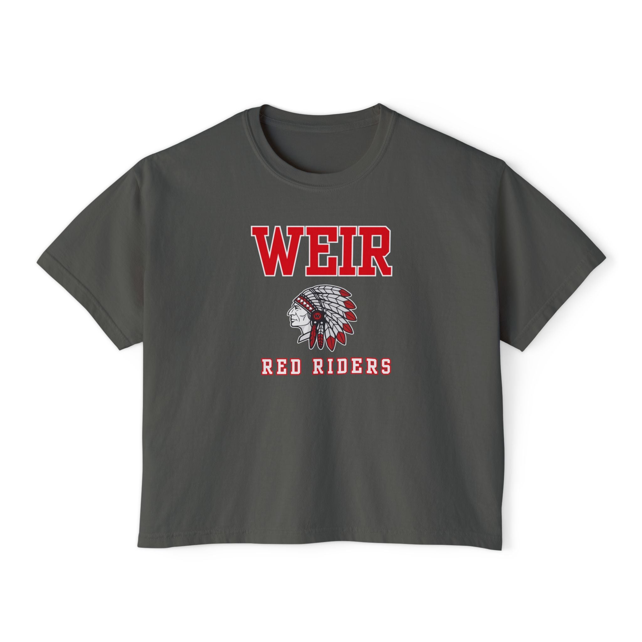 Women's Weir Red Riders Classic Mascot Graphic Boxy Crop Short Sleeve Tee