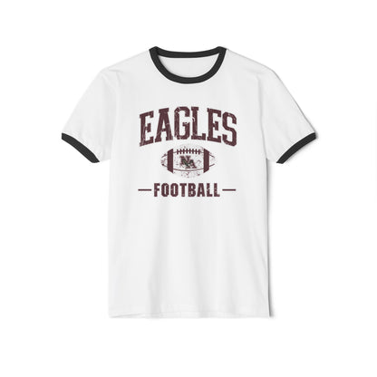 Adult Unisex Eagles Football Vintage Distressed Graphic Short Sleeve Ringer Tee