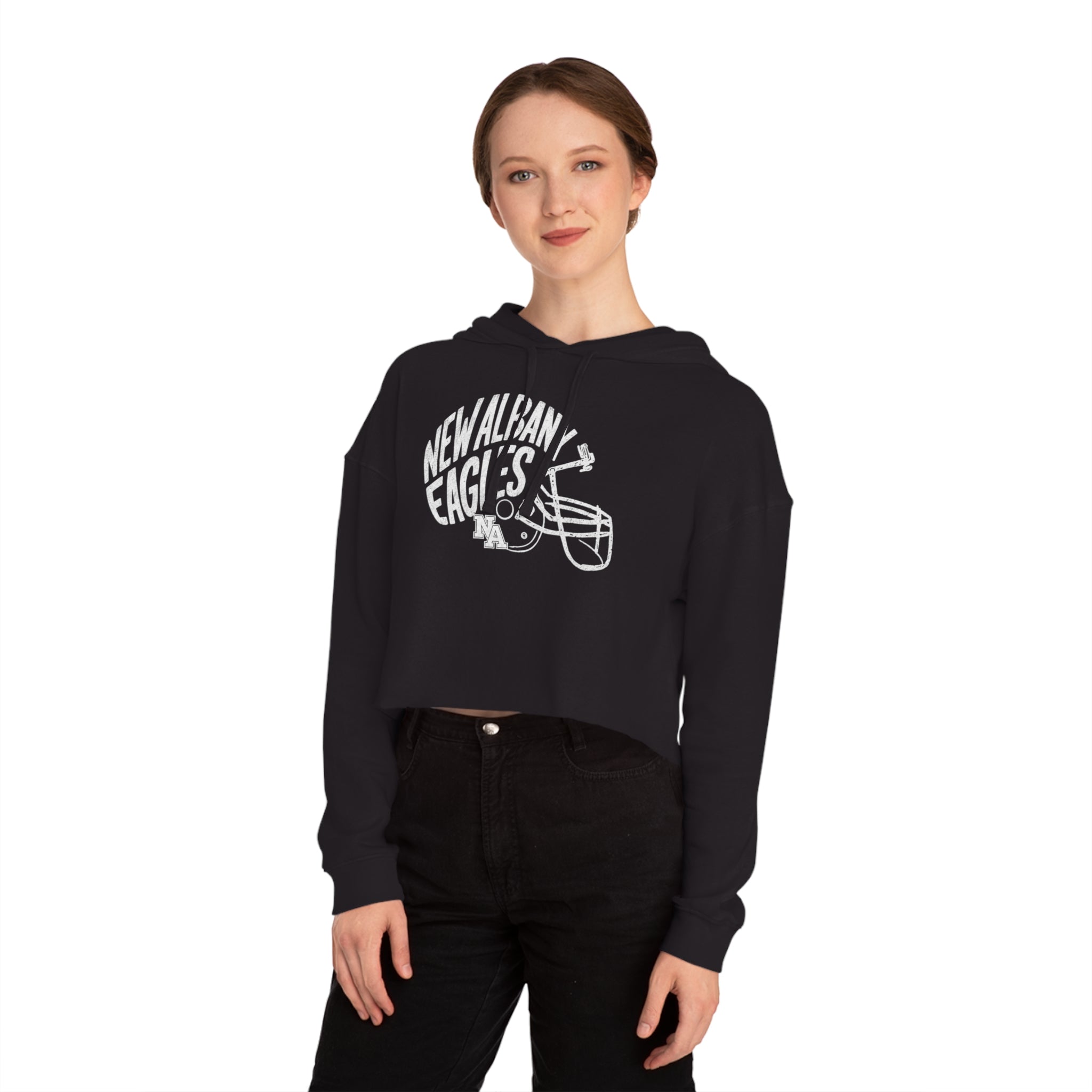 Women's New Albany Vintage Vibes Football Helmet Graphic Crop Hoodie
