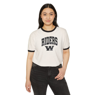 Adult Unisex Riders Arch Vintage Distressed W Graphic Short Sleeve Ringer Tee