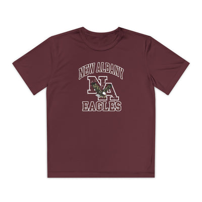Youth New Albany Vintage Vibes Football Logo Graphic Sport-Tek Competitor Performance Tee
