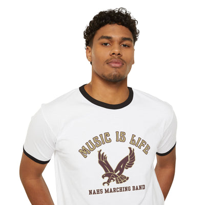 Adult Unisex NAHS Music is Life Graphic Short Sleeve Ringer Tee