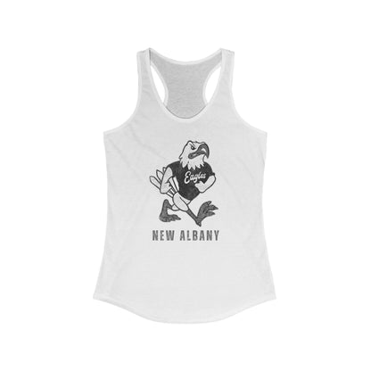 Women's New Albany Black and White Vintage Fighting Eagle Graphic Racerback Tank