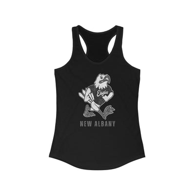 Women's New Albany Black and White Vintage Fighting Eagle Graphic Racerback Tank