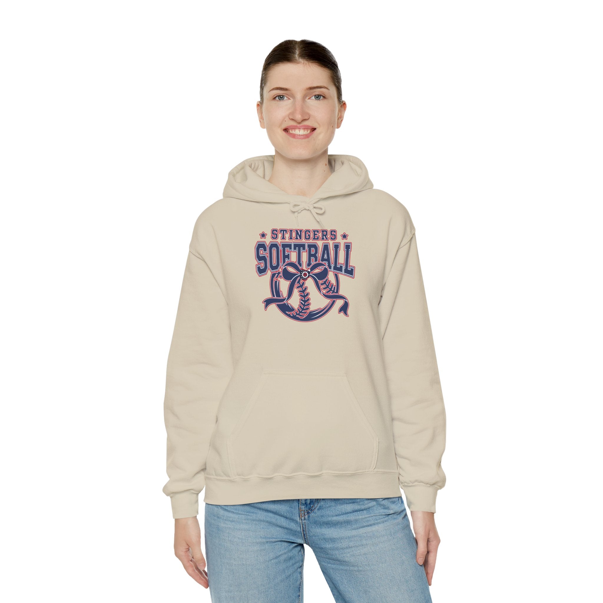 Adult Unisex Stingers Softball Spirit Bow Graphic Hoodie
