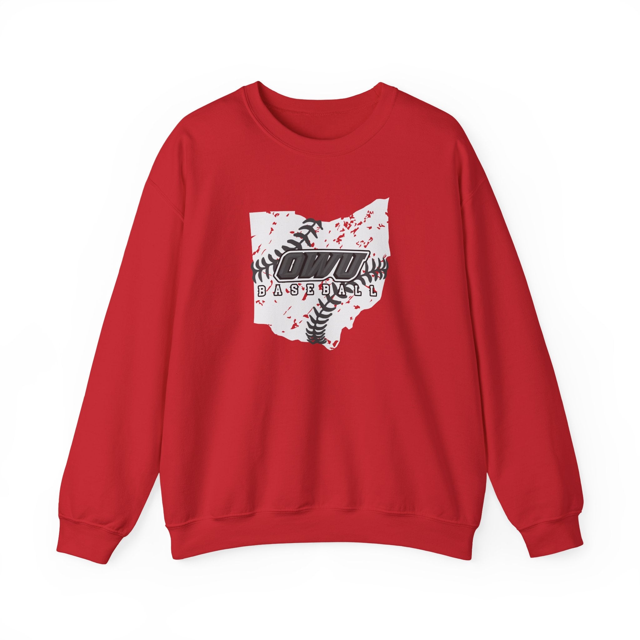 Adult Unisex OWU Baseball Stitches Distressed Ohio Graphic Sweatshirt