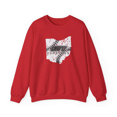 Adult Unisex OWU Baseball Stitches Distressed Ohio Graphic Sweatshirt