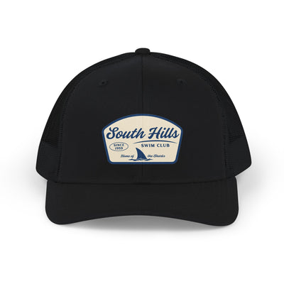 Adult Unisex South Hills Swim Club Home of the Sharks Graphic Richardson 112 Snapback Trucker Hat