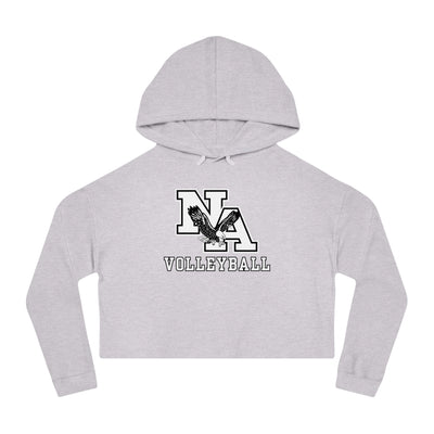 Women's New Albany Volleyball Classic White and Black Logo Graphic Crop Hoodie
