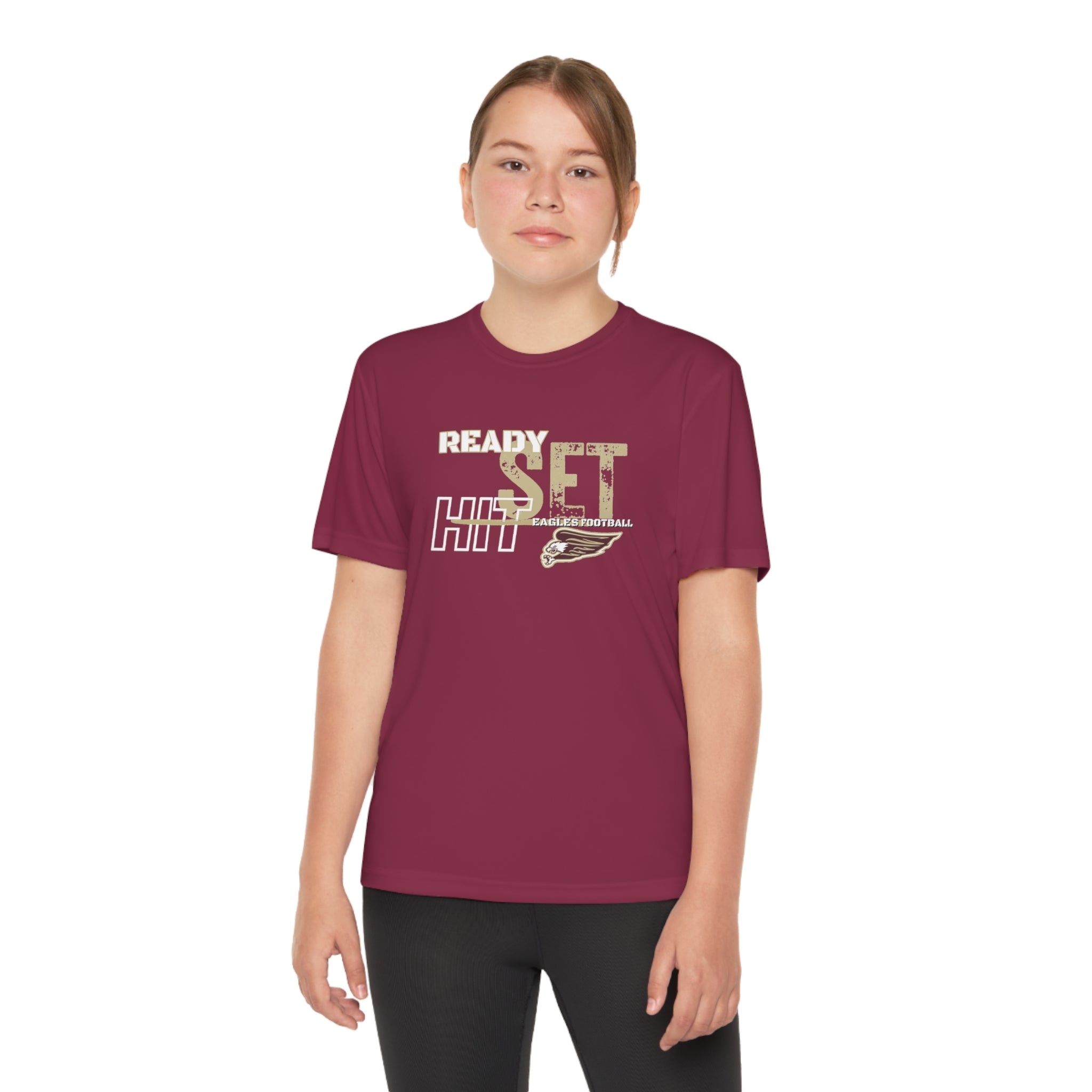 Youth Performance Ready Set Hit Football Short Sleeve Graphic Tee