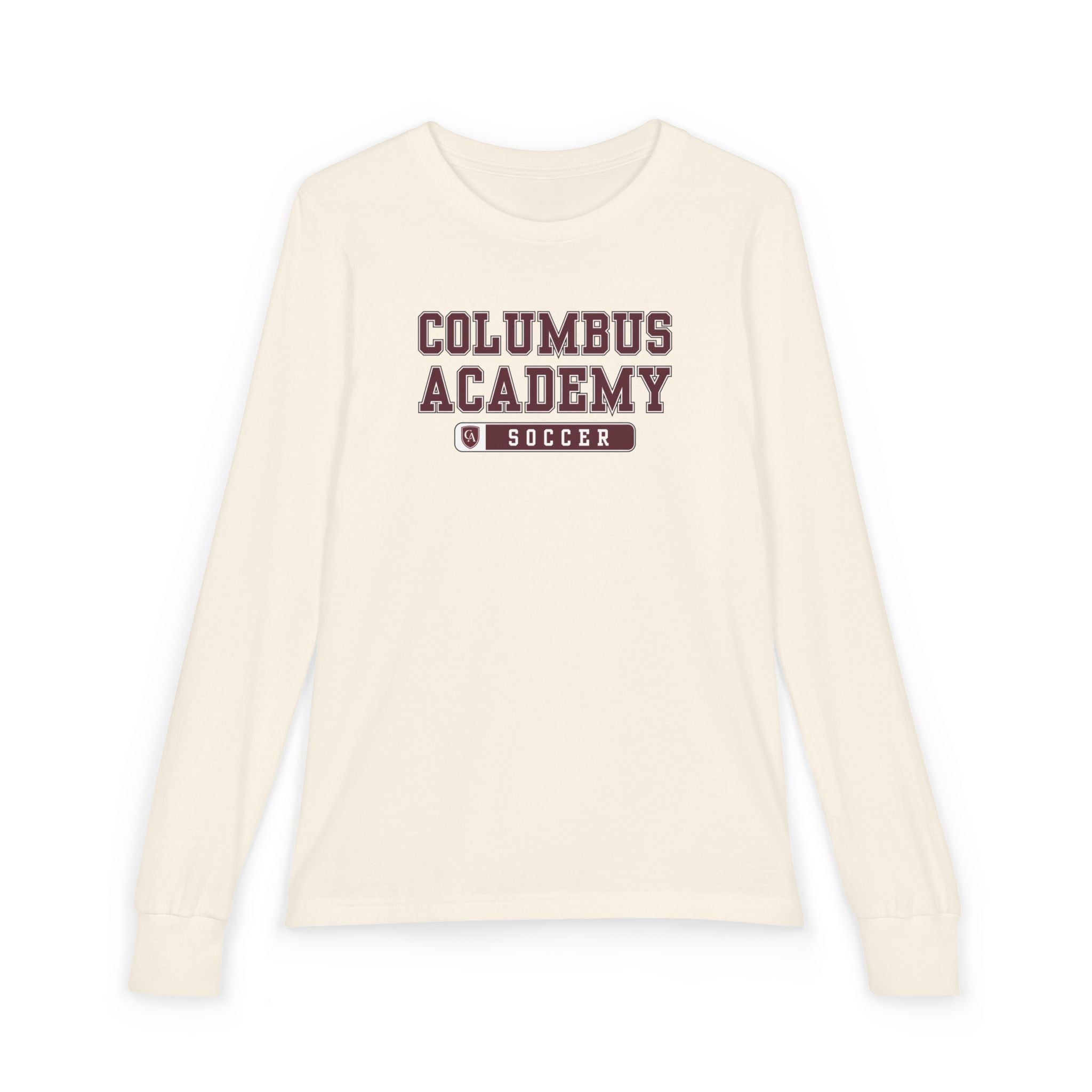 Youth Columbus Academy Soccer Graphic Bella + Canvas Long Sleeve Soft Tee