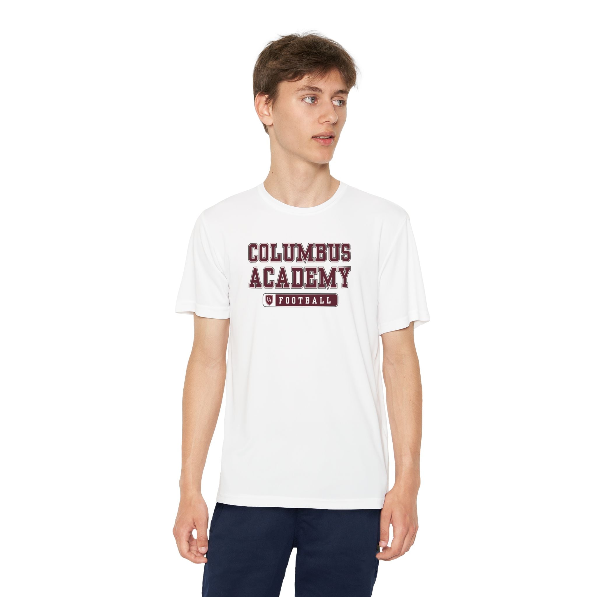 Youth Columbus Academy Football Graphic Sport-Tek Competitor Performance Tee