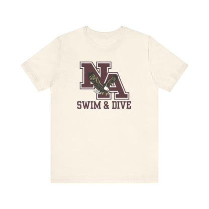 Adult Unisex Swim & Dive Classic Logo with DIVE REACH LIVE Back Graphic Soft Short Sleeve Tee