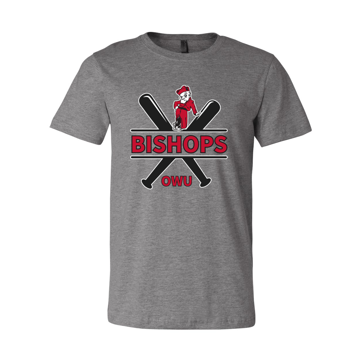 Adult Unisex Bishops Baseball Crossbat Graphic Short Sleeve Soft Tee - Ohio Wesleyan University