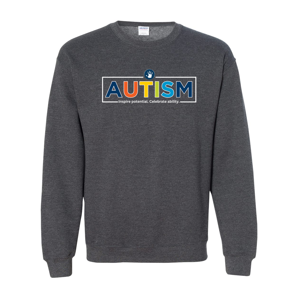 Adult Unisex "Autism Inspire Potential Celebrate Ability" Bridgeway Graphic Crewneck Sweatshirt