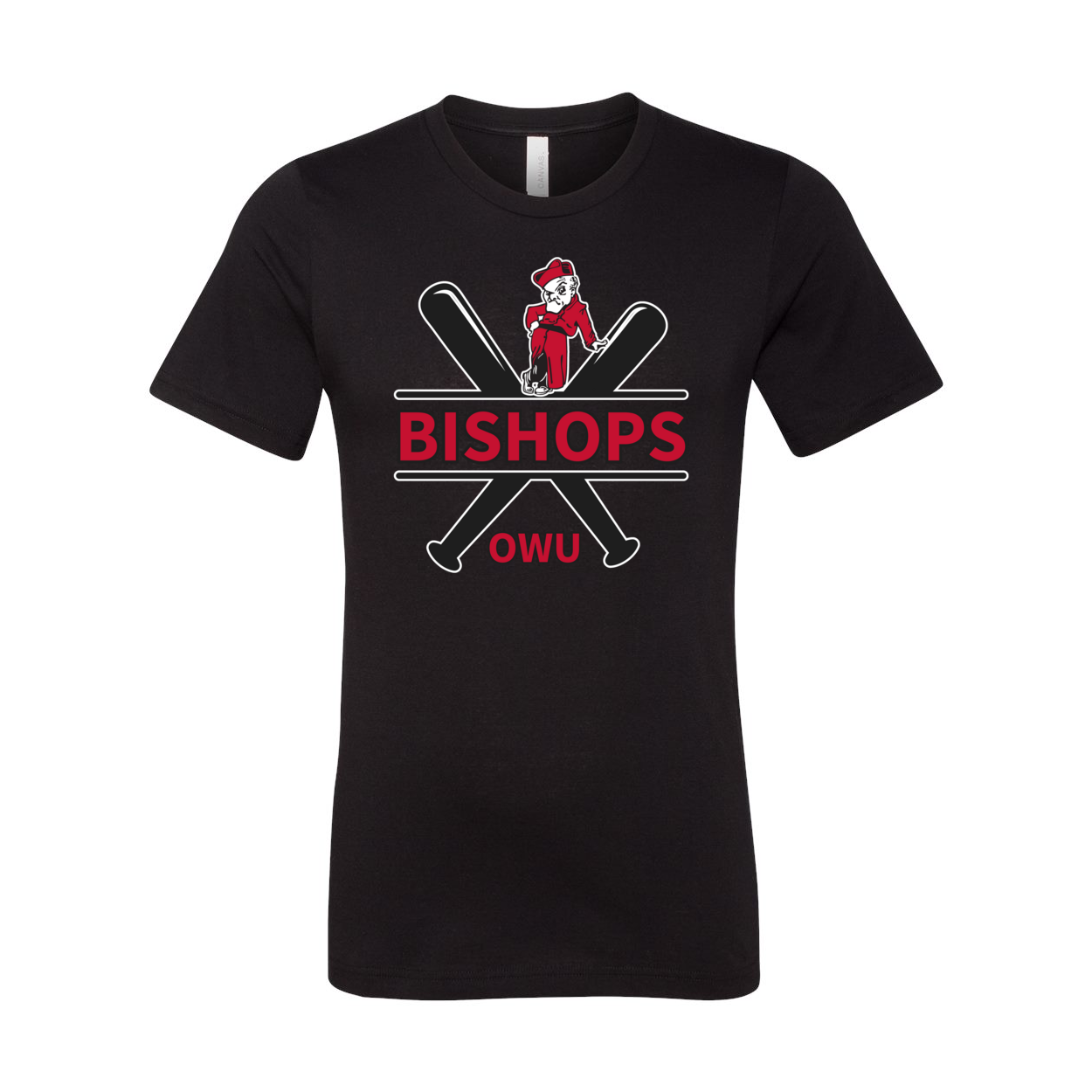 Adult Unisex Bishops Baseball Crossbat Graphic Short Sleeve Soft Tee - Ohio Wesleyan University