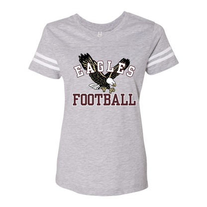 Women's Flying Football Eagle Graphic Short Sleeve Football Ringer Tee