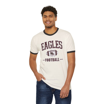 Adult Unisex Eagles Football Vintage Distressed Graphic Short Sleeve Ringer Tee