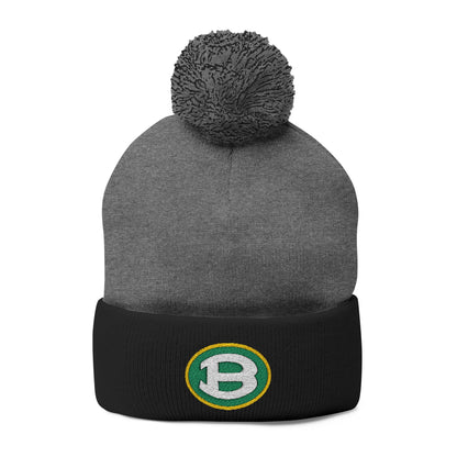 Pom Pom Knit Hat with Embroidered Classic Brooke Logo