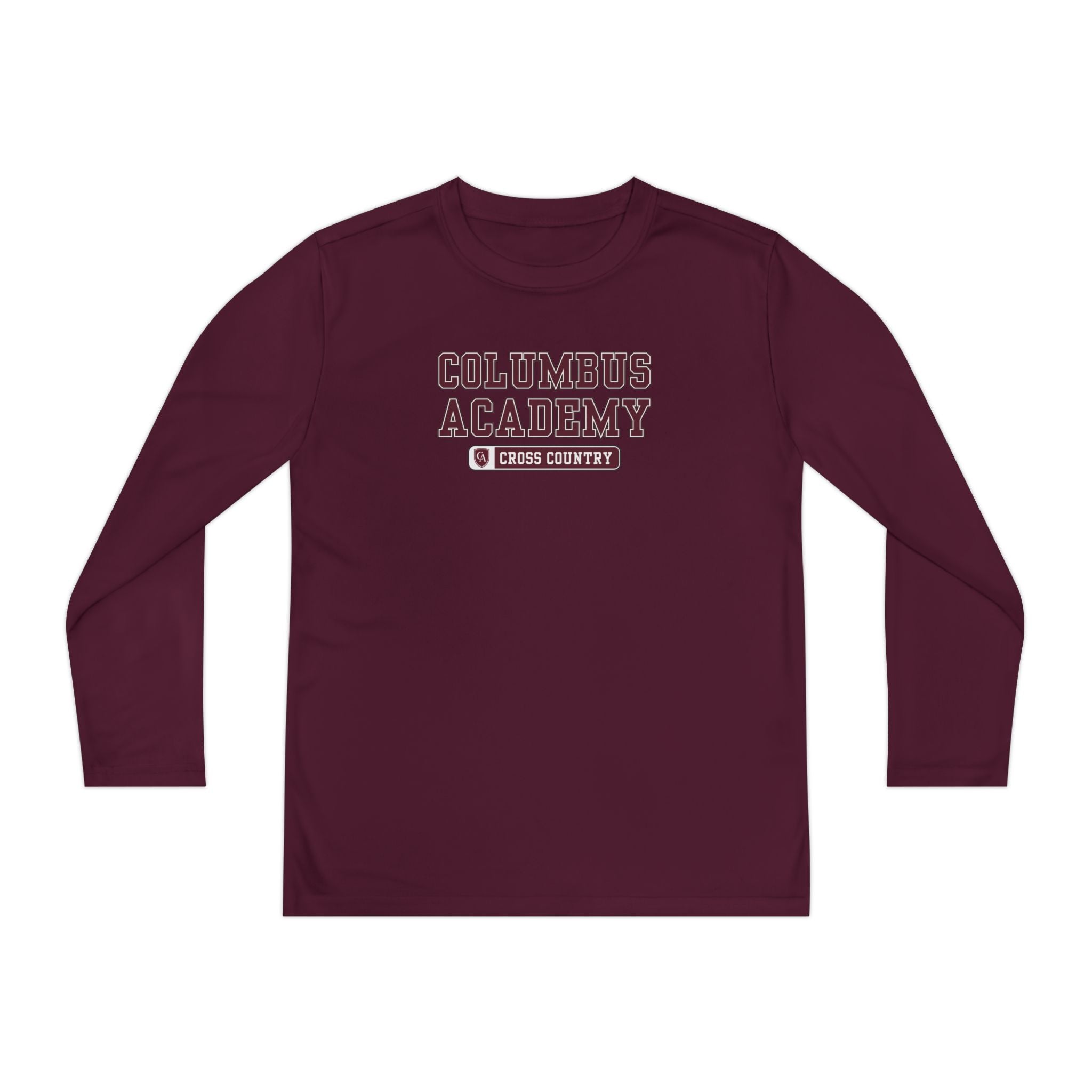 Youth Columbus Academy Cross Country Graphic Sport-Tek Competitor Performance Long Sleeve Tee