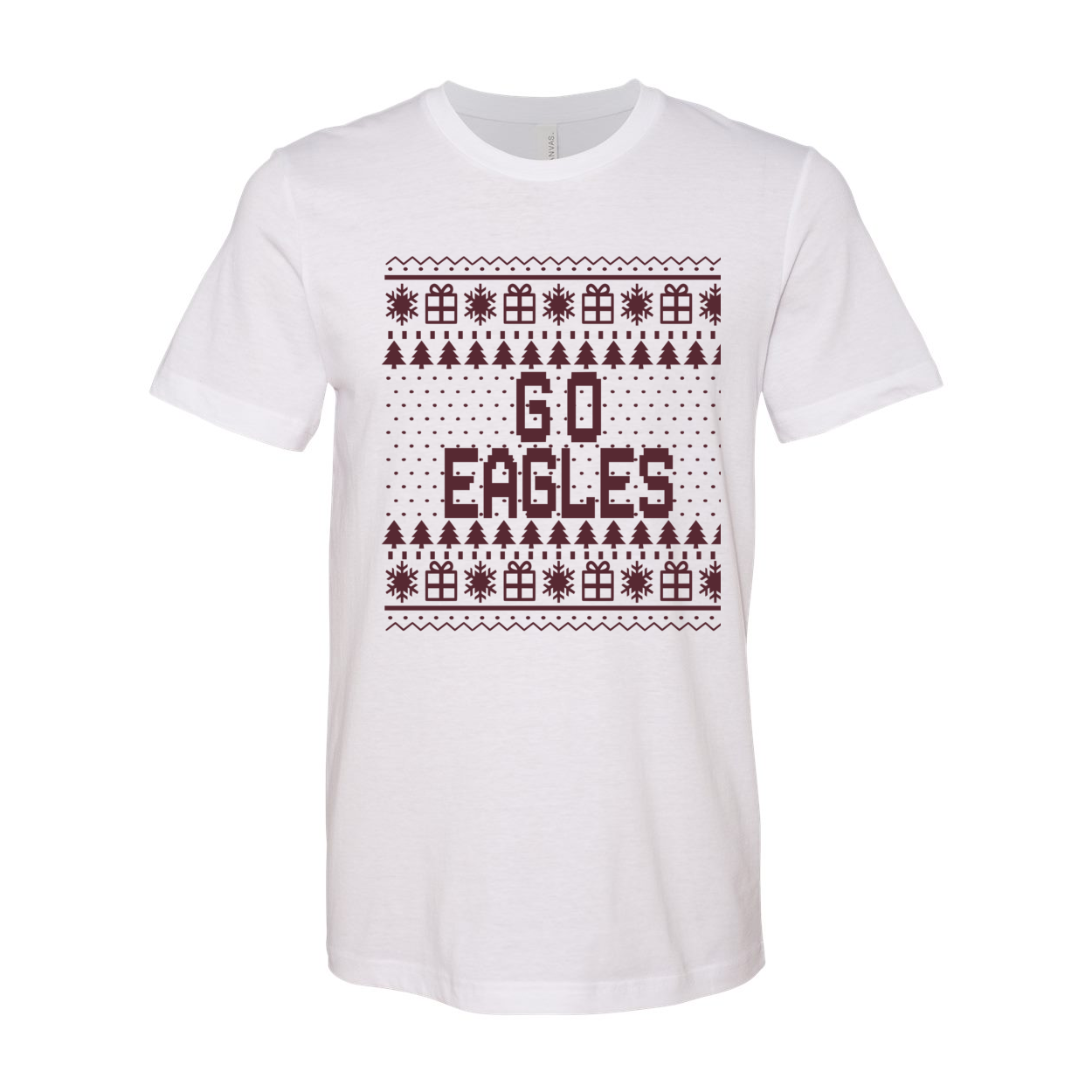 Adult Unisex Go Eagles Fairisle Holiday Graphic Short Sleeve Soft Tee