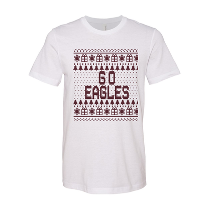 Adult Unisex Go Eagles Fairisle Holiday Graphic Short Sleeve Soft Tee