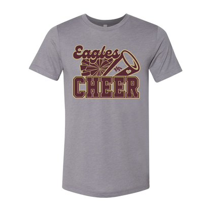 Adult Unisex Super Soft Megaphone Cheer Short Sleeve Graphic Tee - New Albany Eagles