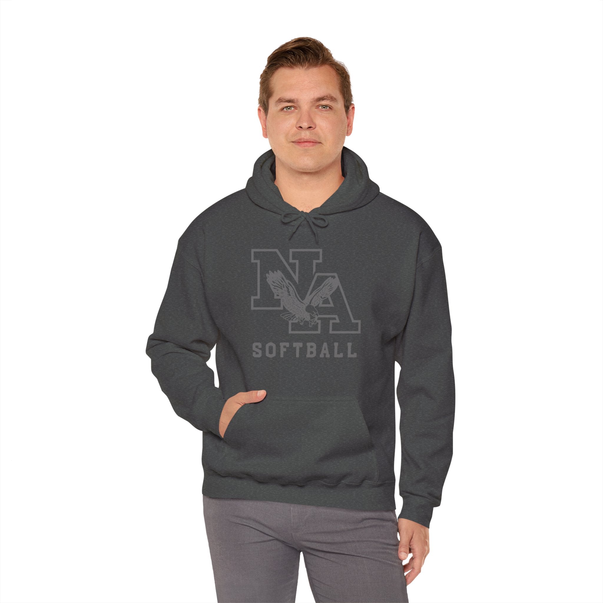 Adult Unisex New Albany Grey Tonal Softball Logo Graphic Hoodie