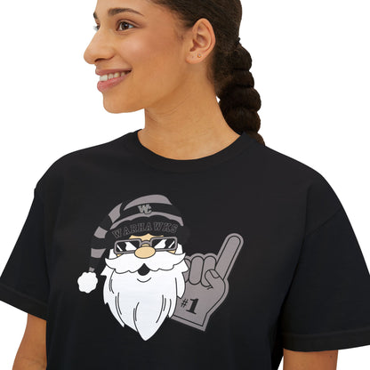 Women's Westerville Central Spirited Santa Graphic Boxy Crop Short Sleeve Tee
