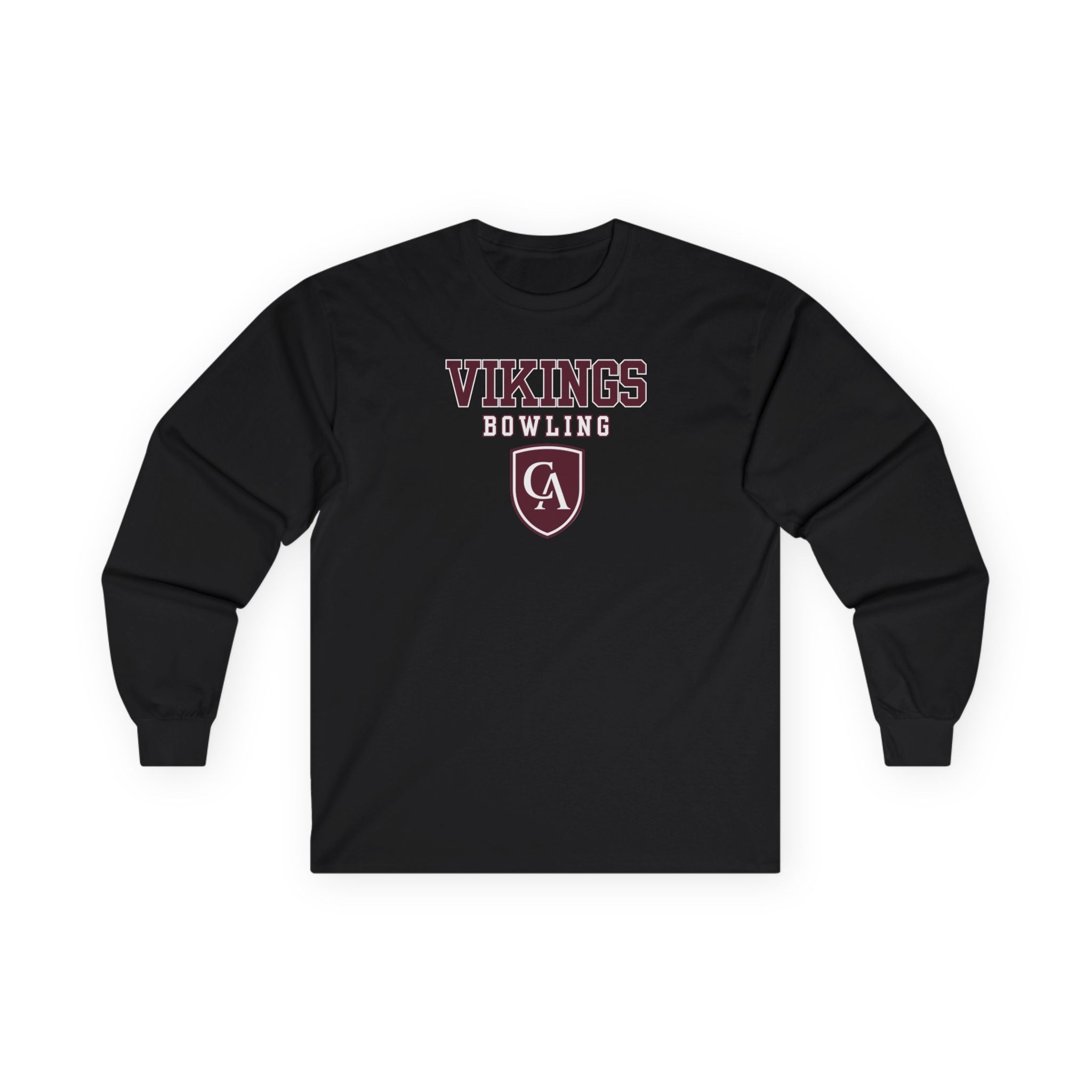 Adult Unisex Columbus Academy Vikings Bowling Graphic Gildan Long Sleeve Tee