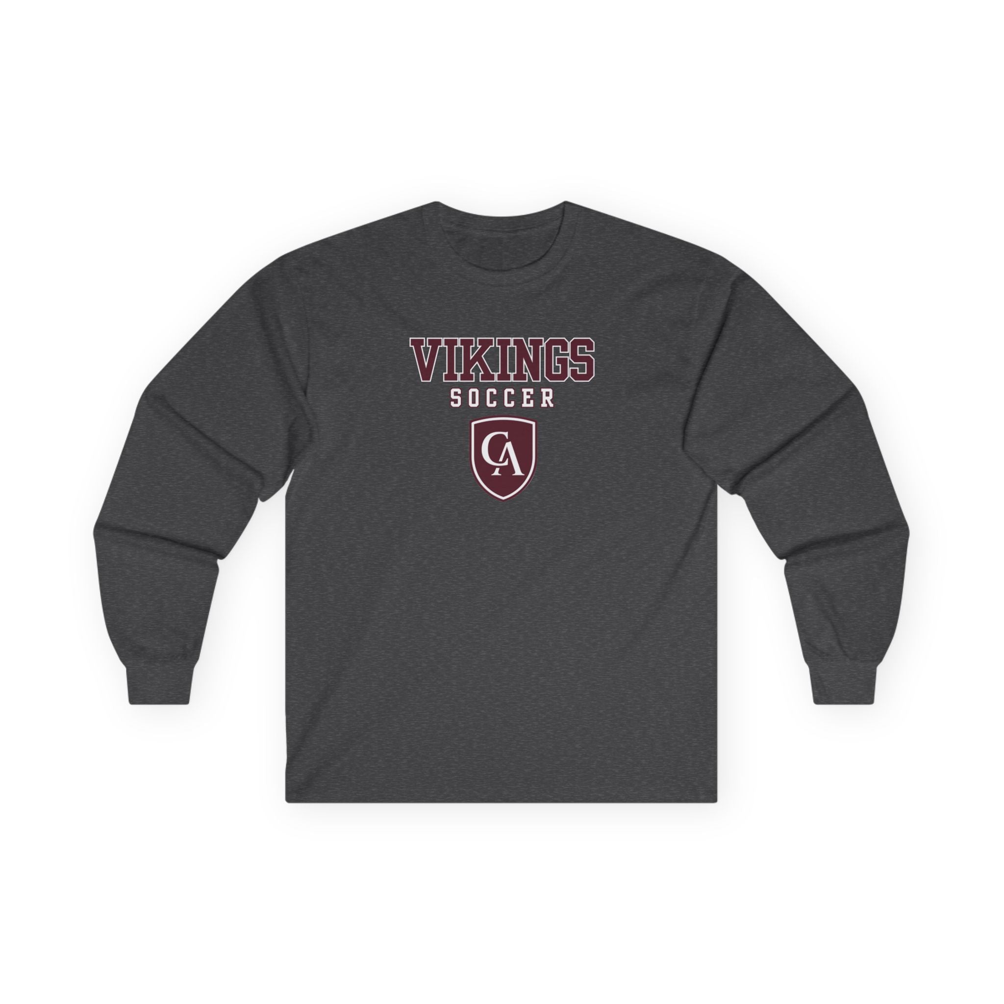 Adult Unisex Columbus Academy Vikings Soccer Graphic Gildan Long Sleeve Tee