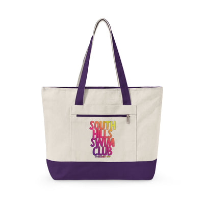South Hills Swim Club SHSC Ombre Graphic Large Zippered Canvas Tote