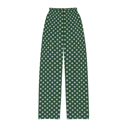 Youth Green Pajama Pants with Allover Brooke Logo Print