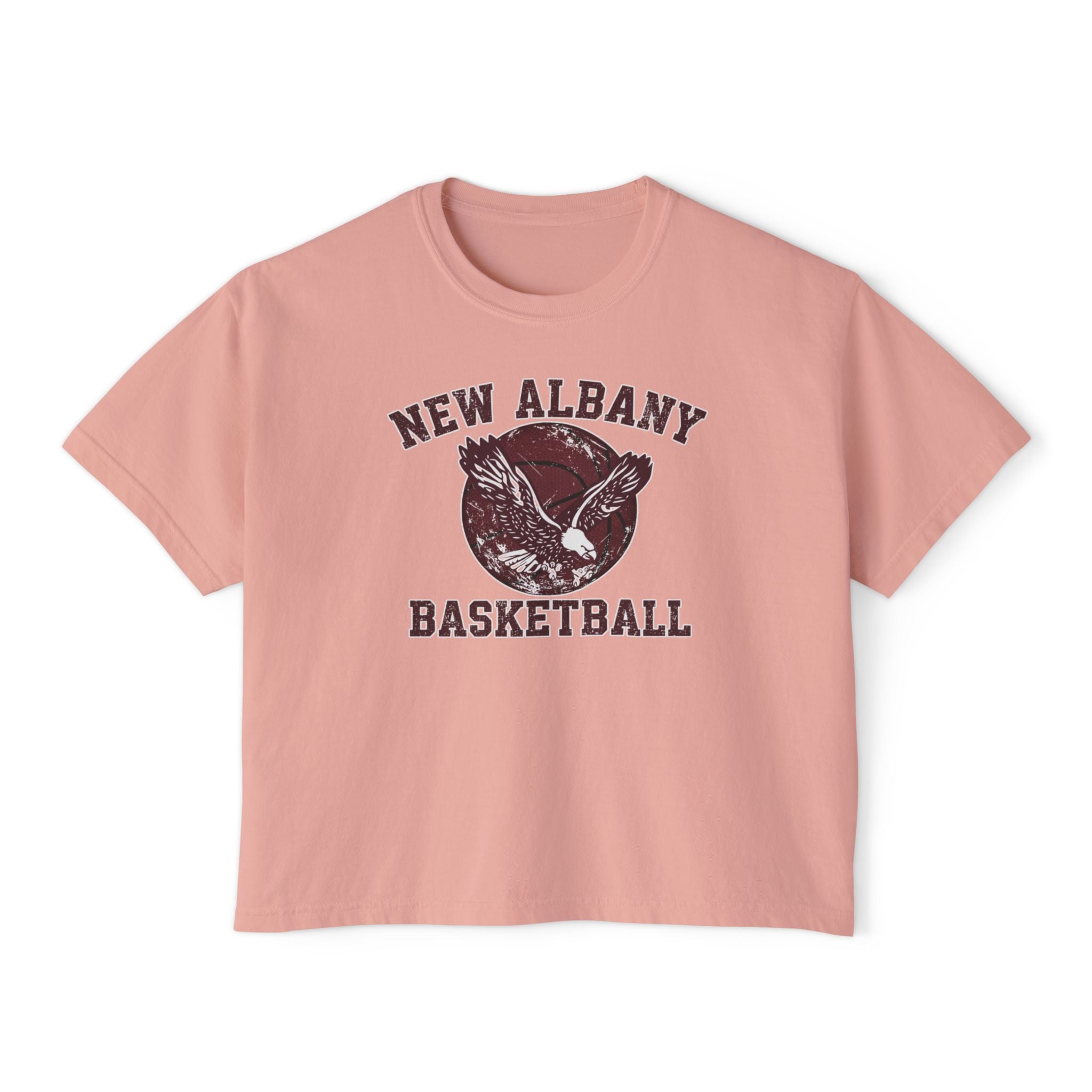 Women's New Albany Eagles Basketball Vintage Victory Graphic Boxy Crop Short Sleeve Tee