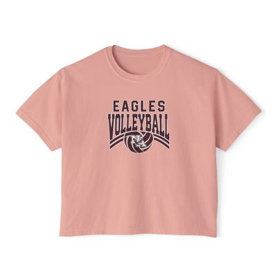 Women's New Albany Volleyball Varsity Arch Graphic Boxy Crop Short Sleeve Tee