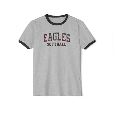 Adult Unisex New Albany Eagles Softball Vintage Distressed Graphic Short Sleeve Ringer Tee