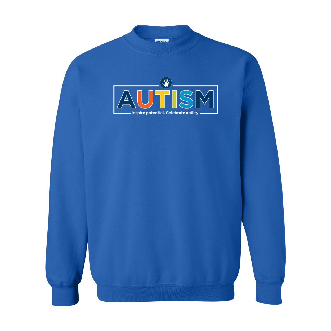 Adult Unisex "Autism Inspire Potential Celebrate Ability" Bridgeway Graphic Crewneck Sweatshirt