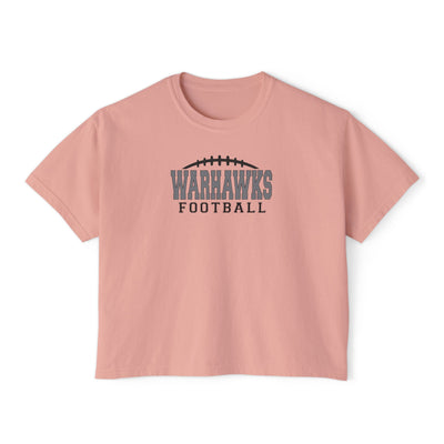 Women's Westerville Central Warhawks Football Laces Graphic Boxy Crop Short Sleeve Tee
