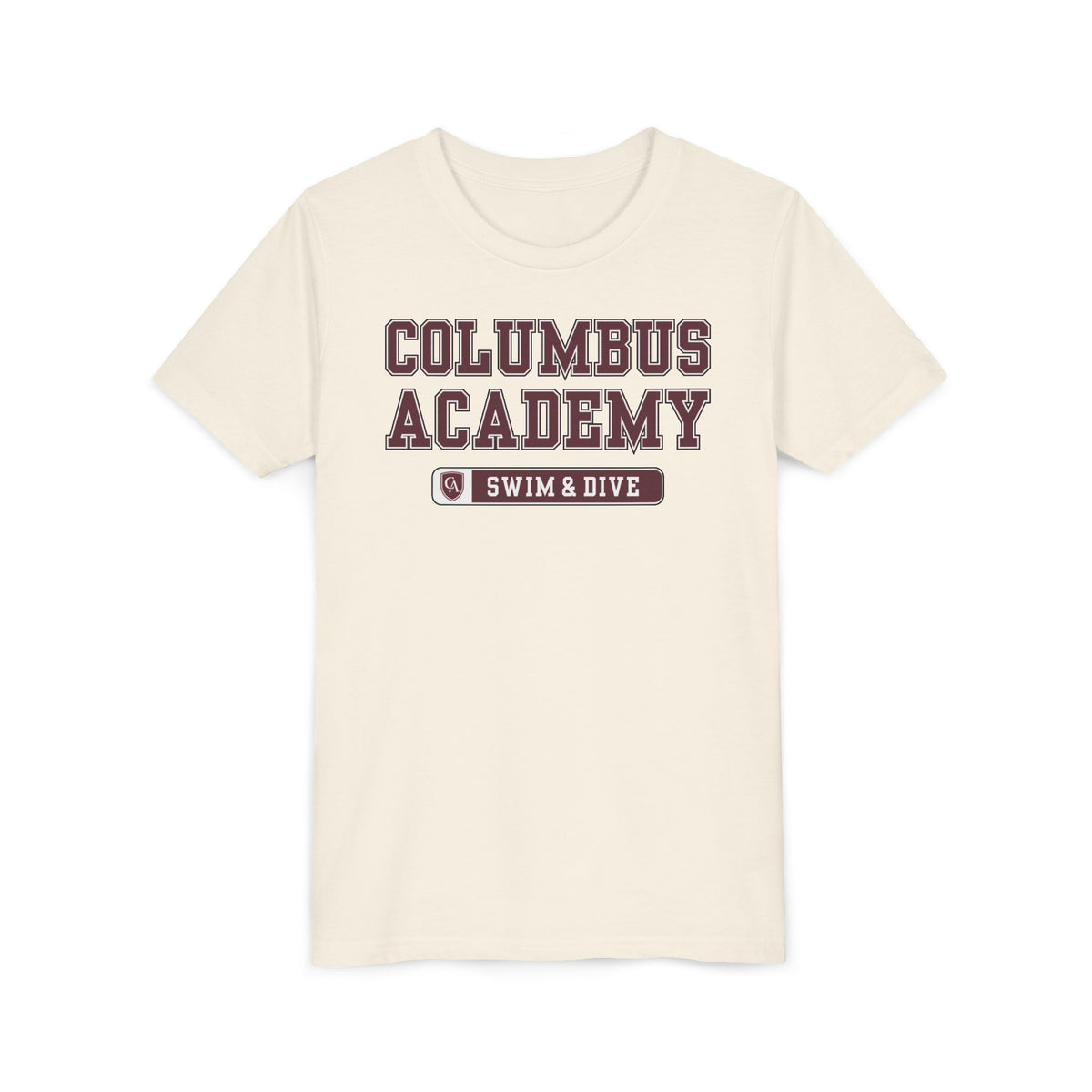Youth Columbus Academy Swim & Dive Graphic Short Sleeve Bella + Canvas Soft Tee