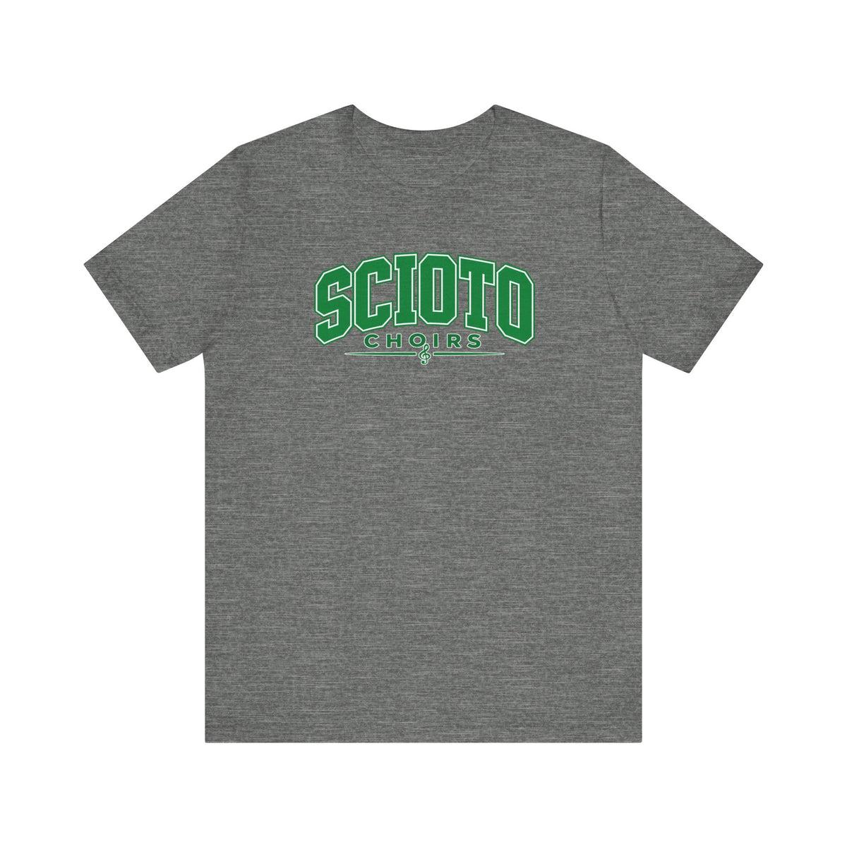 Adult Unisex Dublin Scioto Choirs Varsity Block Letter Graphic Short Sleeve Soft Tee