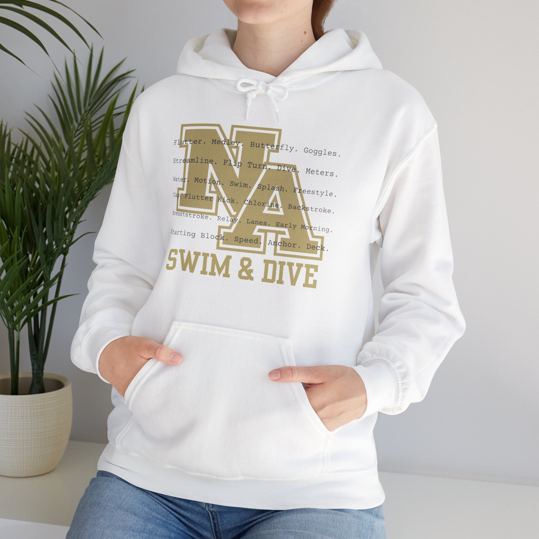 Adult Unisex Swim & Dive Logo Words Graphic Hoodie