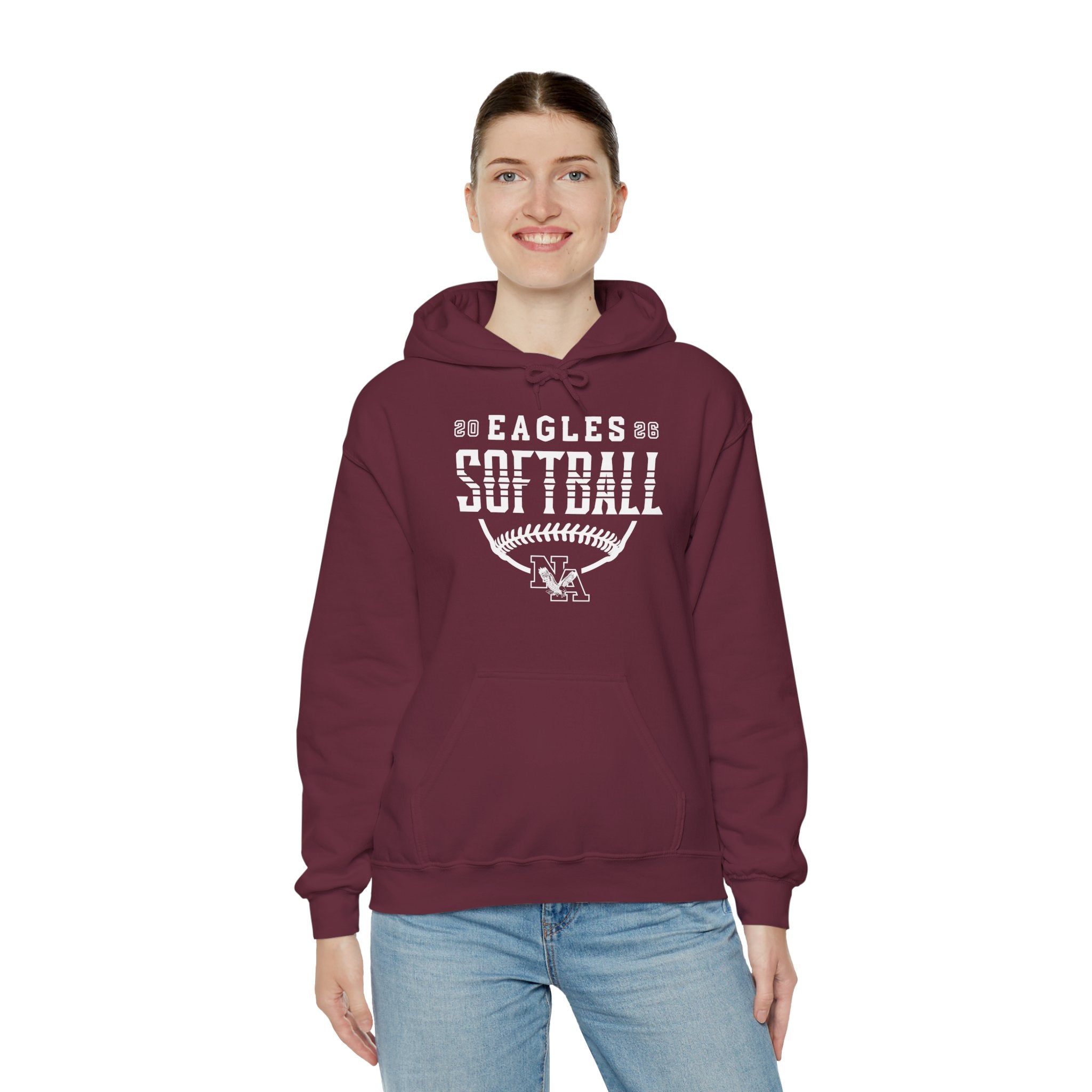 Adult Unisex New Albany Eagles Softball Strong Striped Graphic  Hoodie
