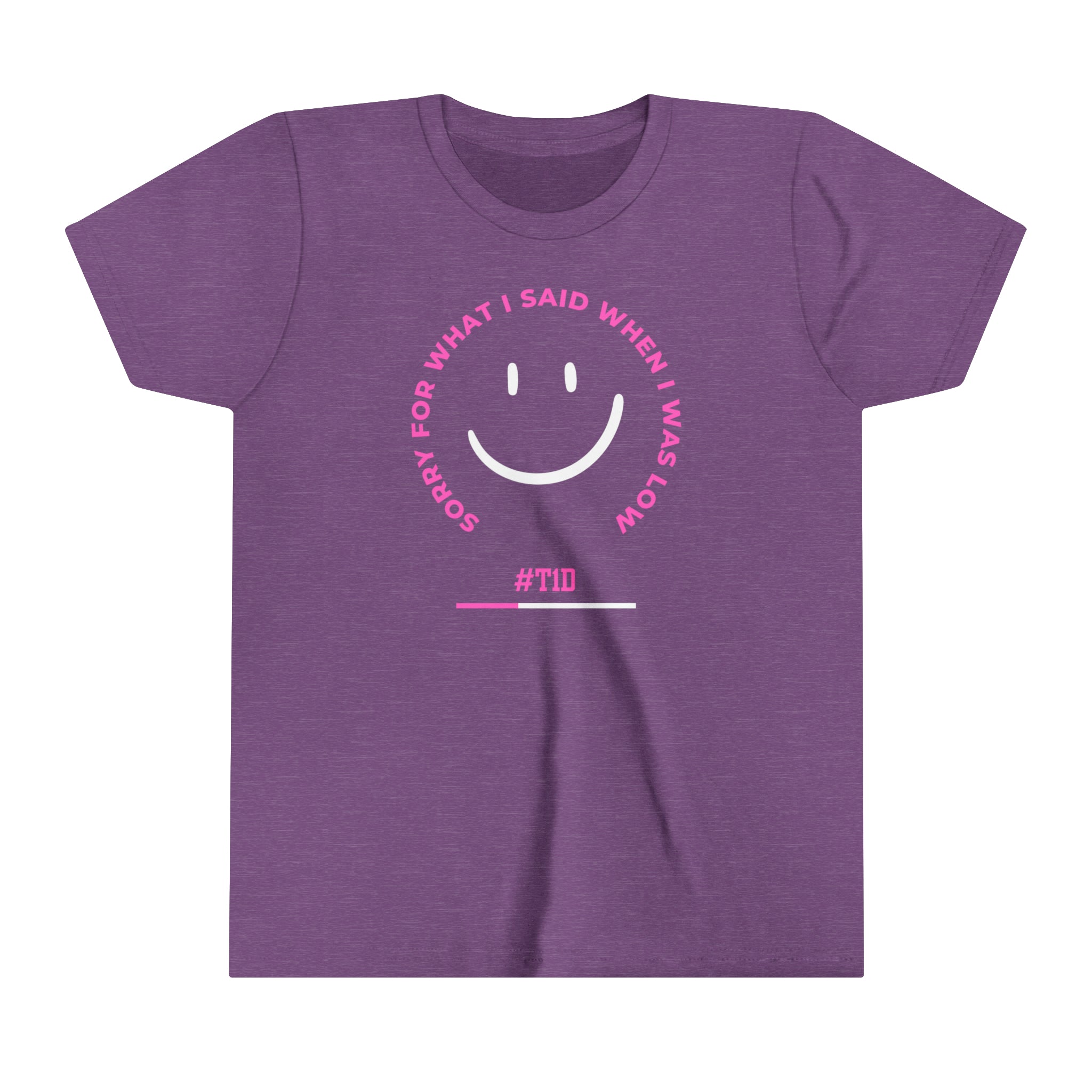 Youth Pink Smile When I Was Low T1D Short Sleeve Graphic Tee