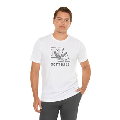 Adult Unisex New Albany Grey Tonal Softball Logo Graphic Short Sleeve Soft Tee