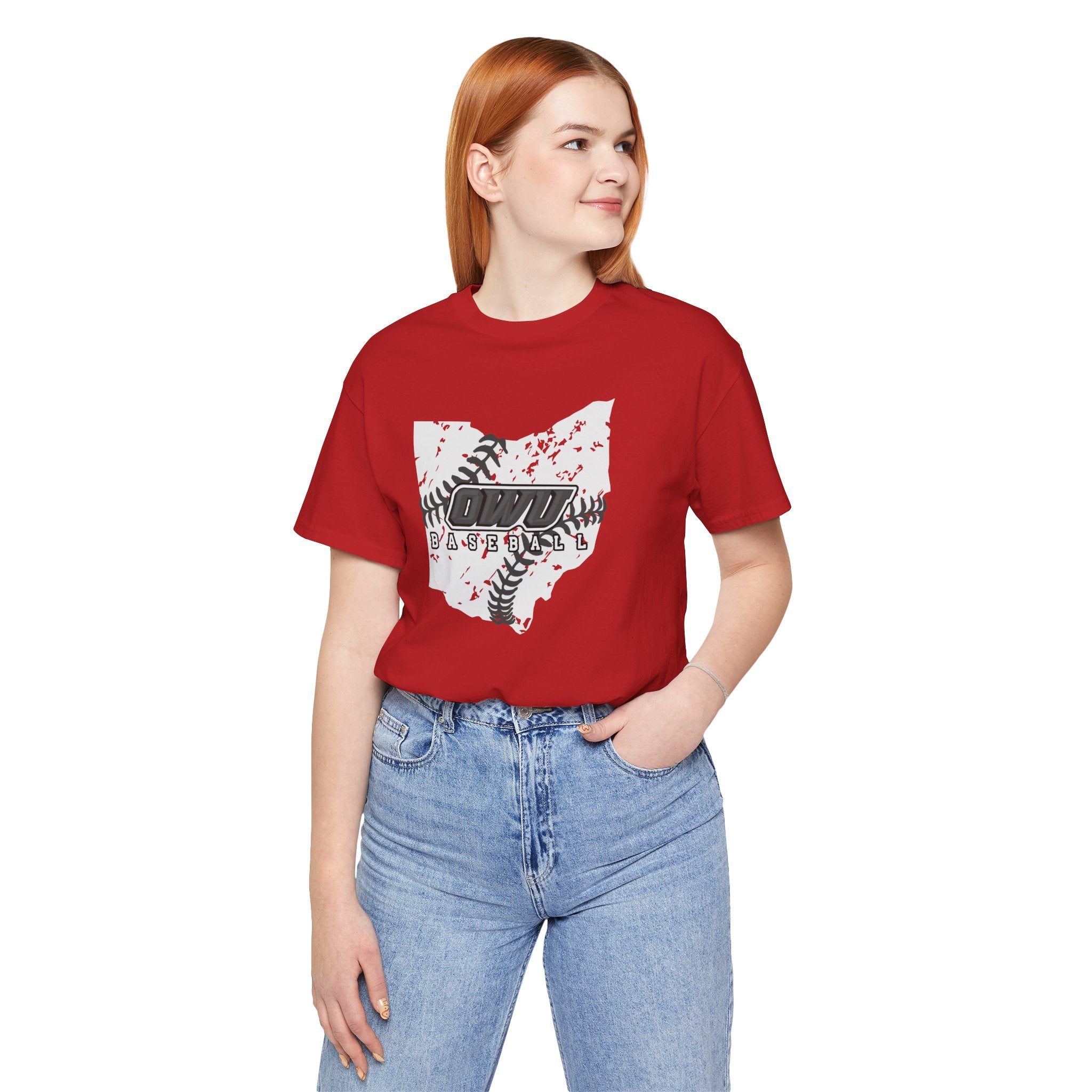 Adult Unisex OWU Baseball Stitches Distressed Ohio Graphic Short Sleeve Soft Tee