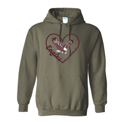 Adult Unisex Eagles Basketball Heart Graphic Hoodie